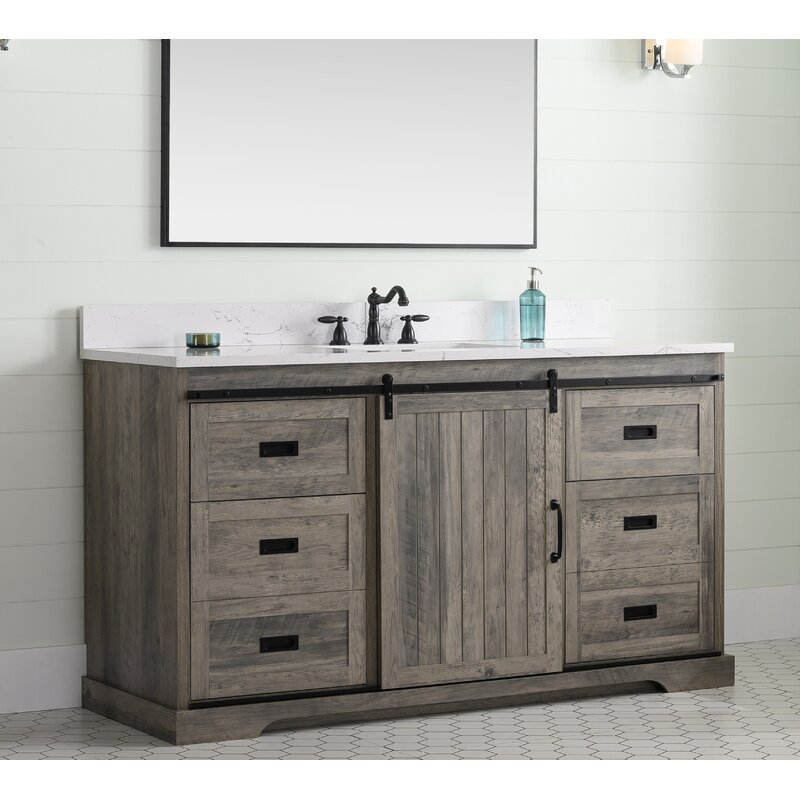 Vanity barn door sink rustic double style bathroom faucet fir countertop solid options